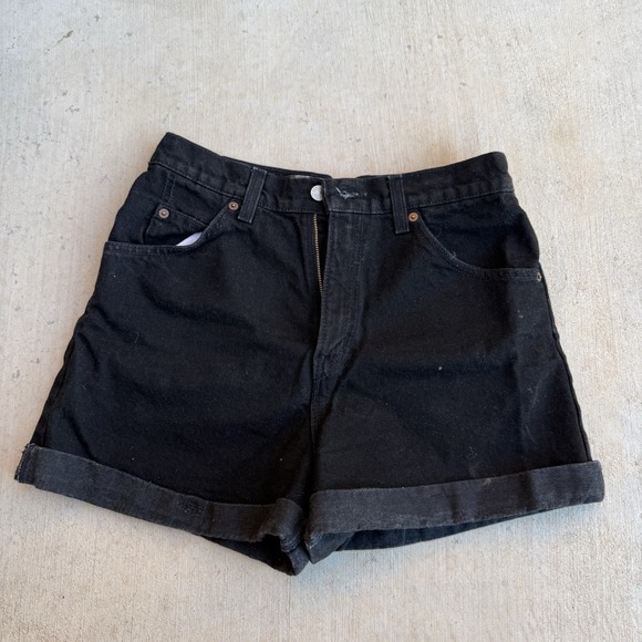 Vintage 1994 LEVIS 954‎ Denim Shorts Size 11 Orange Tab Cuffed Classic Black - Picture 2 of 9